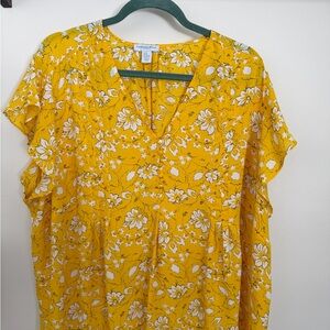 Carolina Belle Yellow Floral Short Sleeve Top